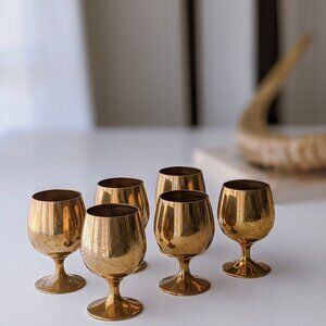 Vintage Brass Cordial Goblets Set of 6